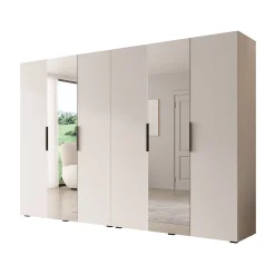 Marquesa - Kledingkast met spiegel - Wit - 300x50x202 cm