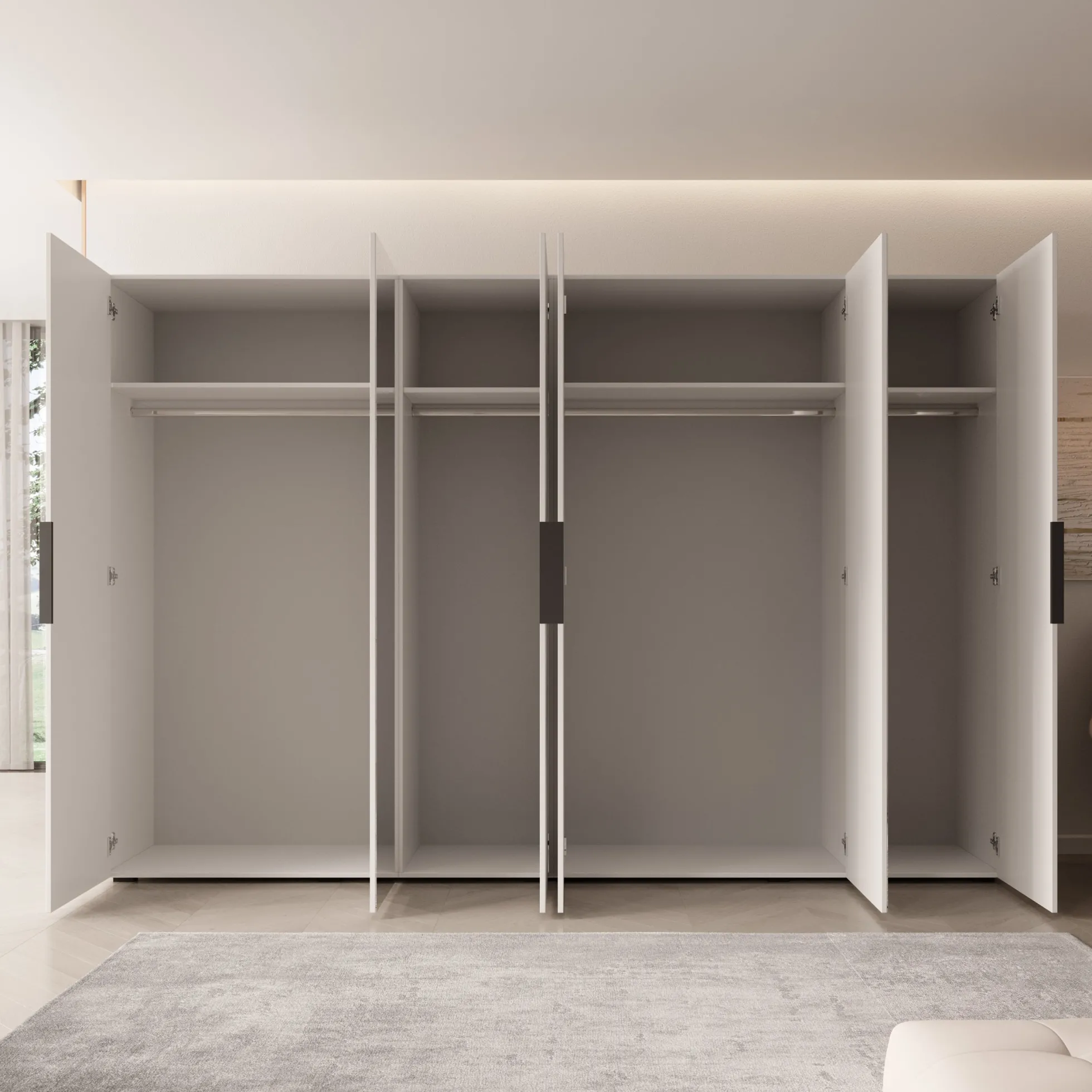 Marquesa - Kledingkast met spiegel - Wit - 300x50x202 cm