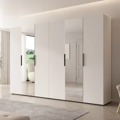 Marquesa - Kledingkast met spiegel - Wit - 300x50x202 cm