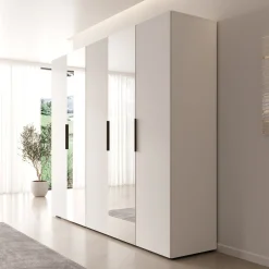 Marquesa - Kledingkast met spiegel - Wit - 250x50x202 cm
