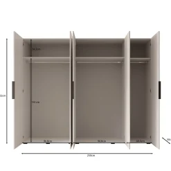 Marquesa - Kledingkast met spiegel - Wit - 250x50x202 cm