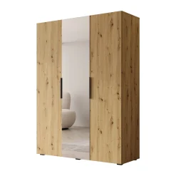 Marquesa - Kledingkast met spiegel - Eiken - 150x50x202 cm