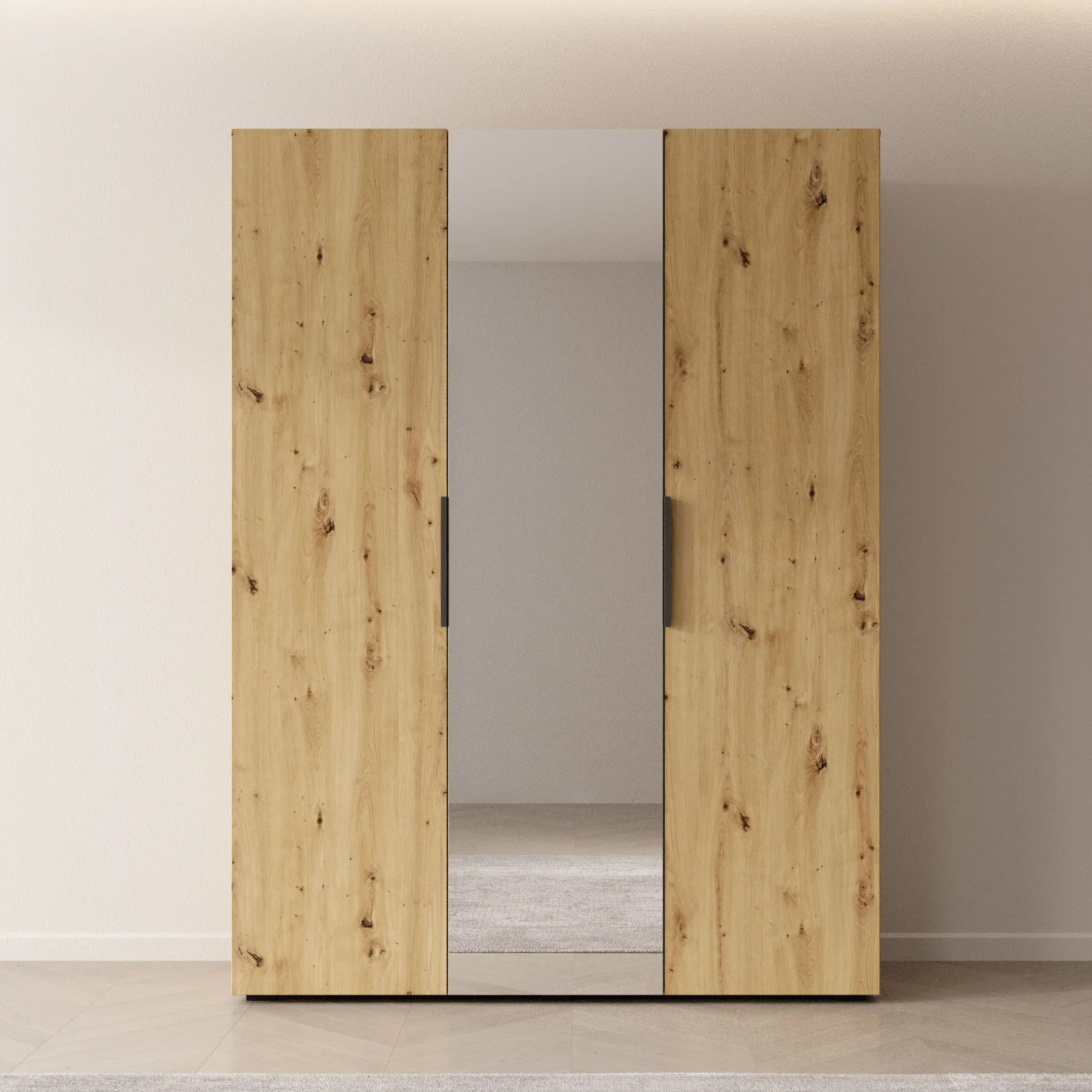 Marquesa - Kledingkast met spiegel - Eiken - 150x50x202 cm