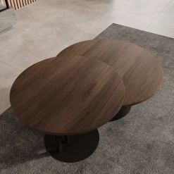 Mastro - Salontafel set van 2 - Zwart / Donker eikenpatroon - 58-75 cm