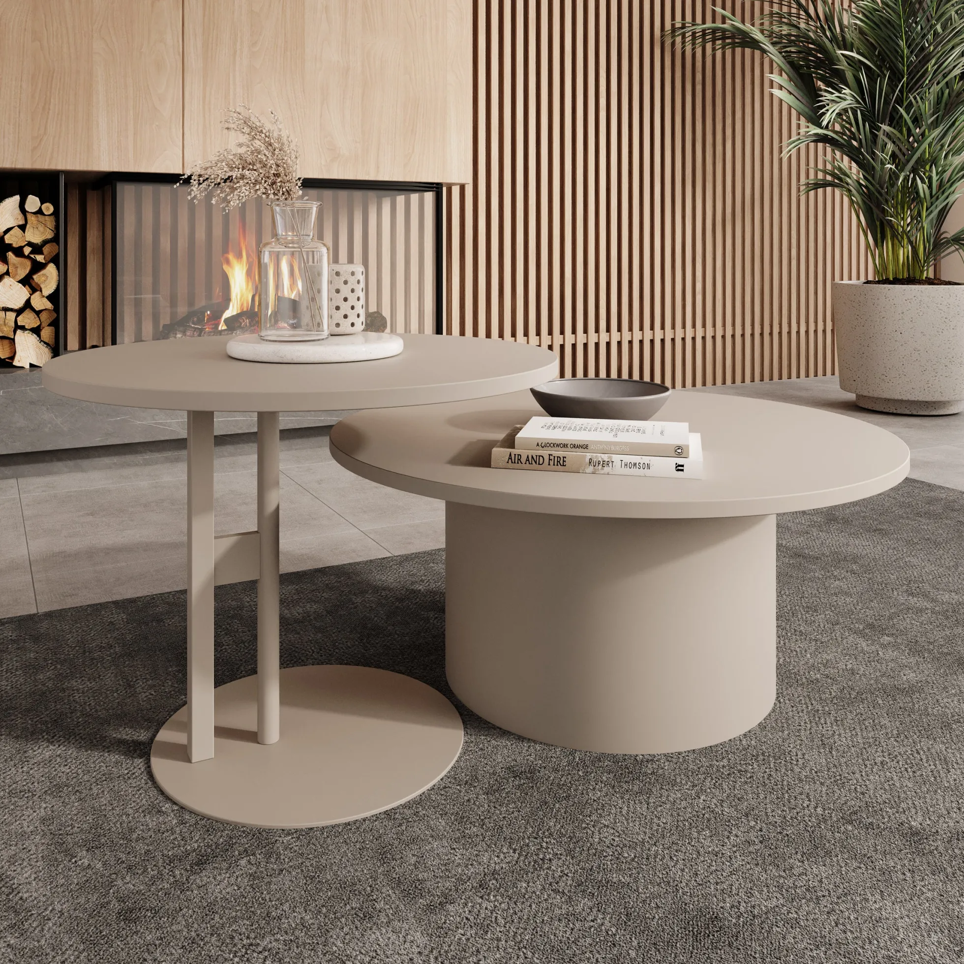 Mastro - Salontafel set van 2 - Beige - 58-75 cm