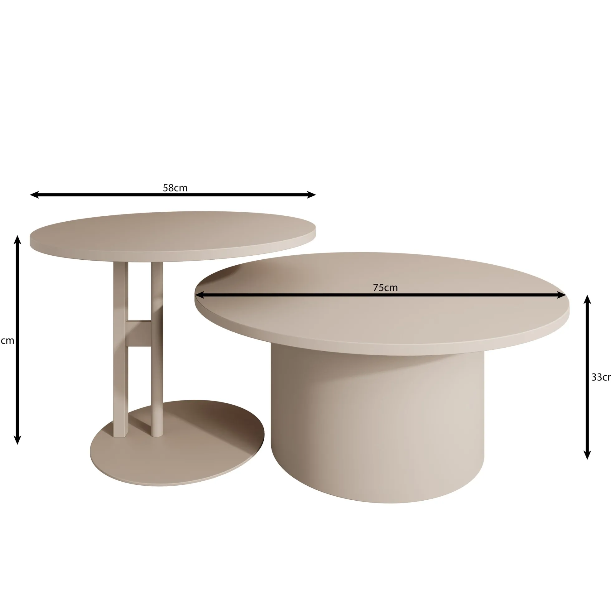 Mastro - Salontafel set van 2 - Beige - 58-75 cm