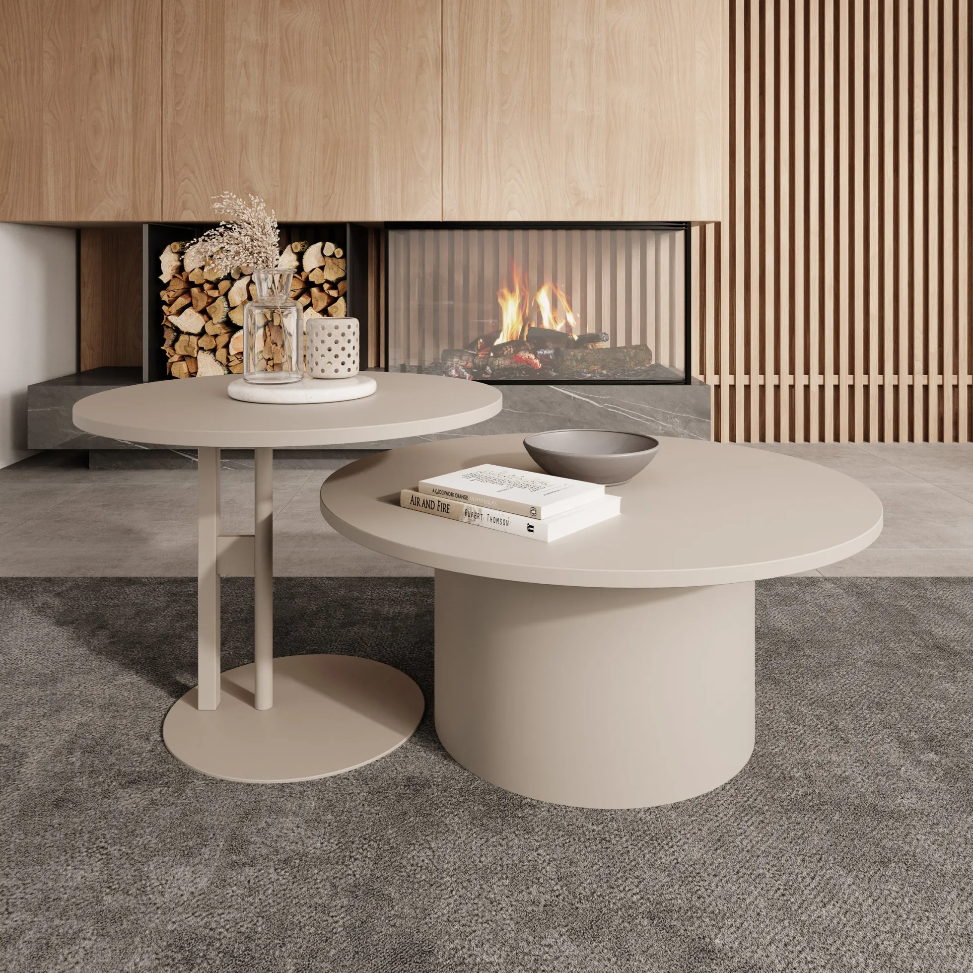 Mastro - Salontafel set van 2 - Beige - 58-75 cm