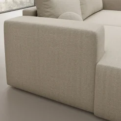 Mavana - Hoekbank 2-zits met chaise longue - Teddystof beige - Links