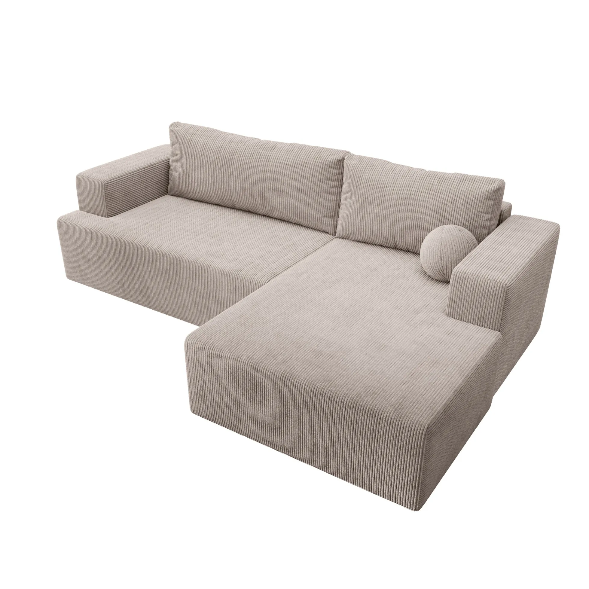 Mavana - Hoekbank 2-zits met chaise longue - Ribstof beige - Rechts