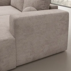 Mavana - Hoekbank 2-zits met chaise longue - Ribstof beige - Rechts