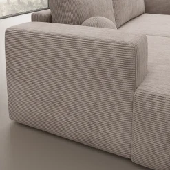 Mavana - Hoekbank 2-zits met chaise longue - Ribstof beige - Links