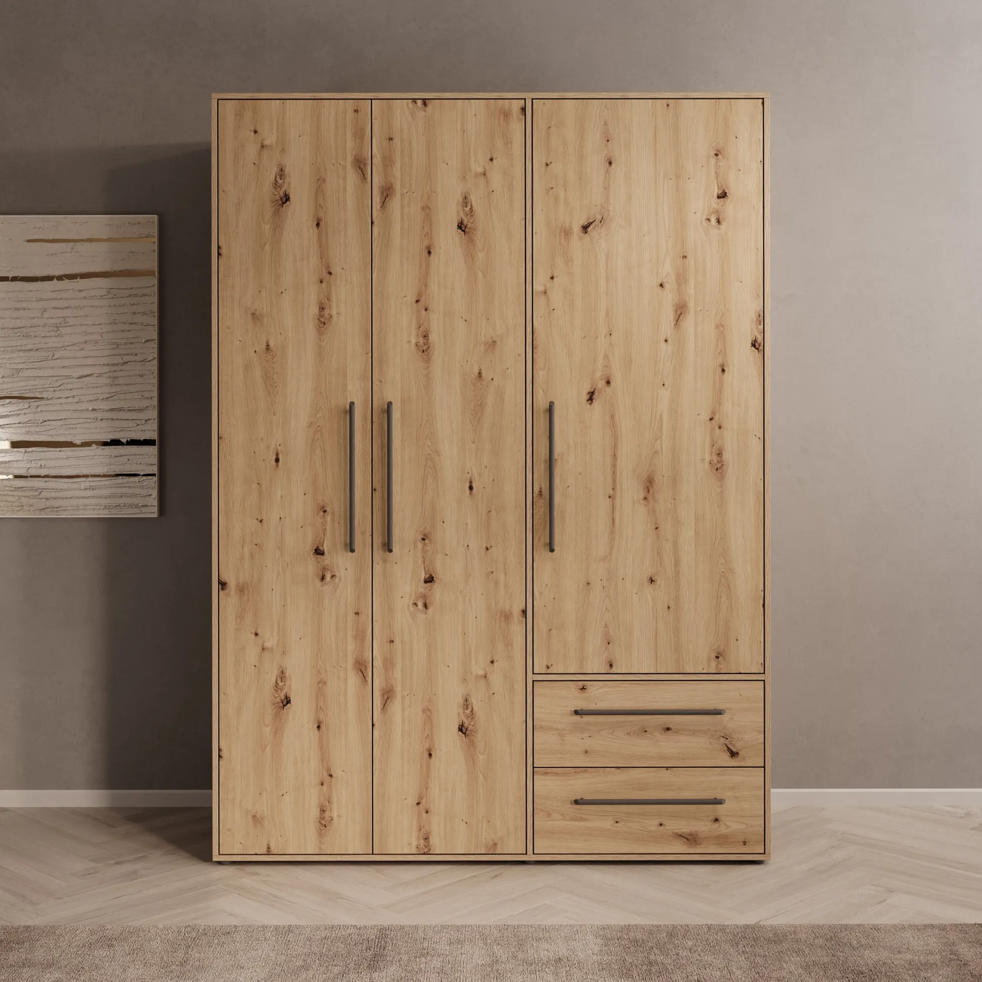 Mayen - Kledingkast 3 deuren - Eikenpatroon - 145x59x200 cm