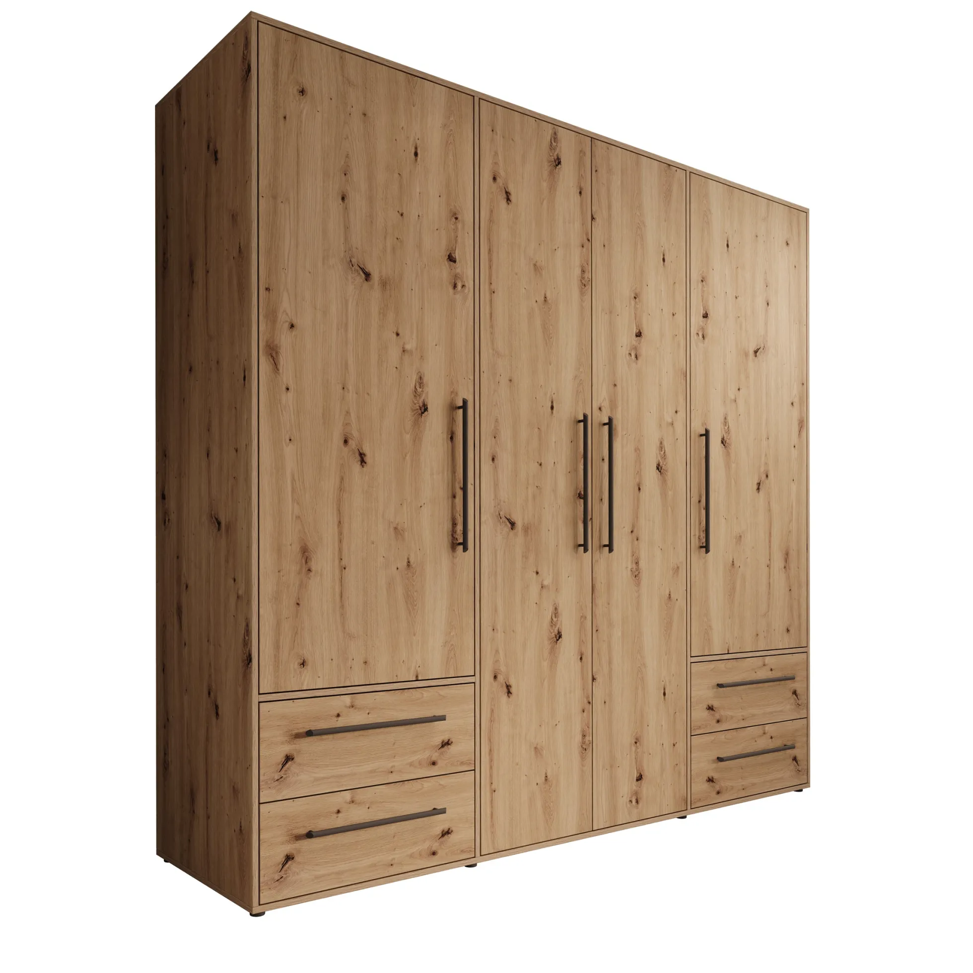 Mayen - Kledingkast 4 deuren - Eikenpatroon - 206x59x200 cm
