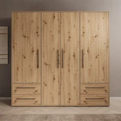 Mayen - Kledingkast 4 deuren - Eikenpatroon - 206x59x200 cm