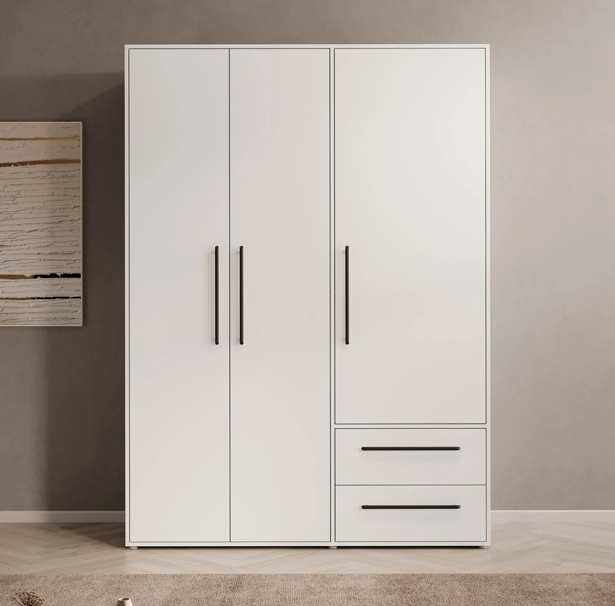 Mayen - Kledingkast 3 deuren - Wit - 145x59x200 cm