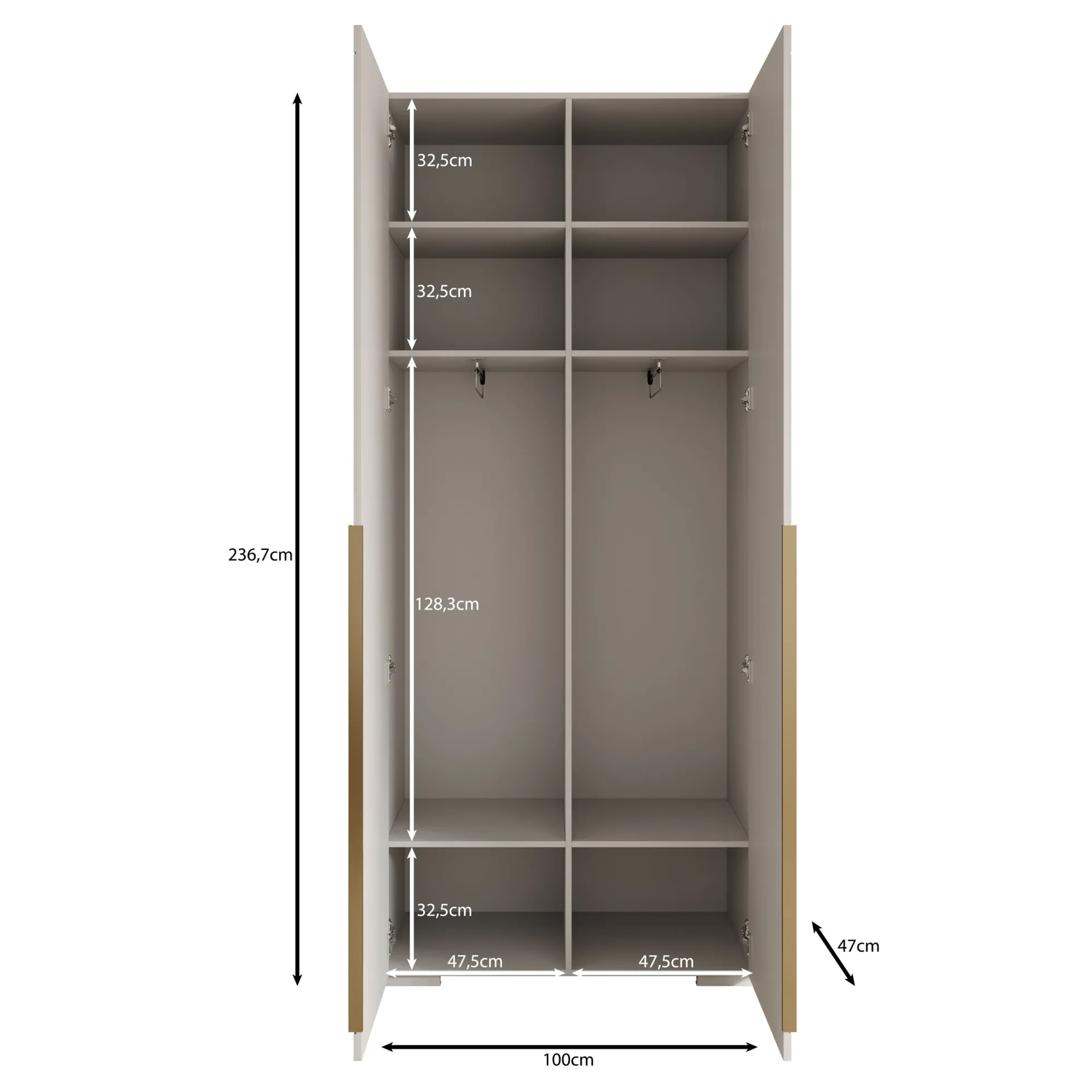 Mayfair - Kledingkast 2-deurs - Zwart - 100x47x237 cm