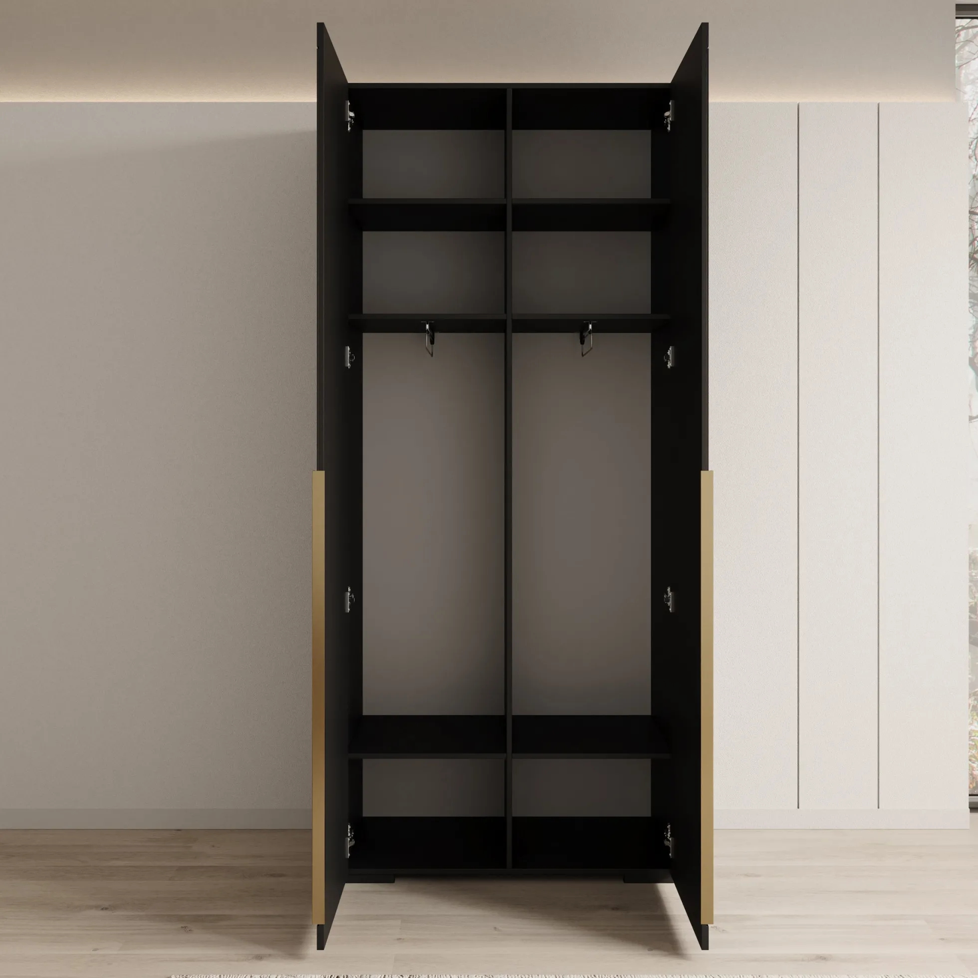 Mayfair - Kledingkast 2-deurs - Zwart - 100x47x237 cm