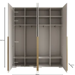 Mayfair - Kledingkast 4-deurs - Wit - 200x47x237 cm