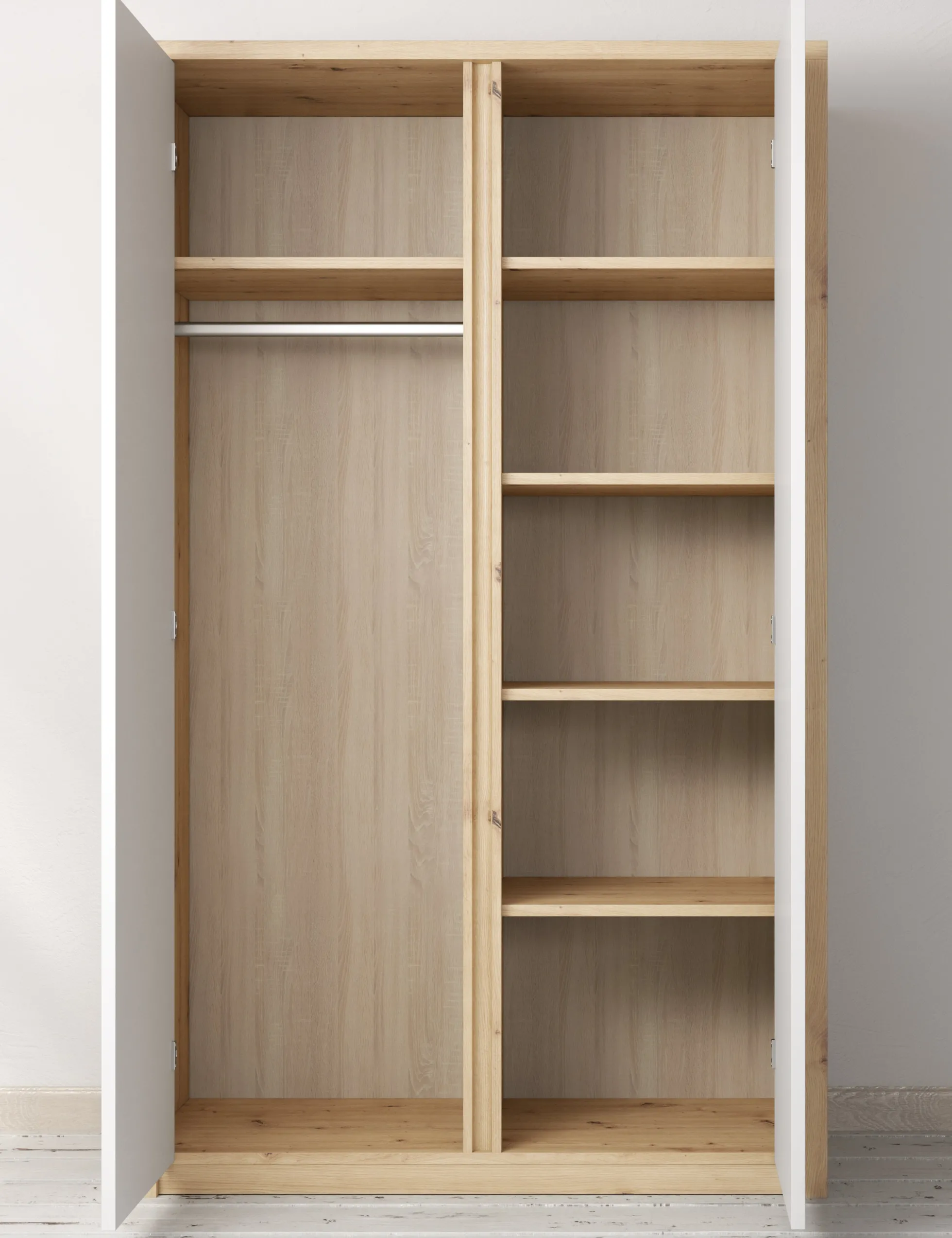 Melody - Kledingkast 2-deurs - Wit/eiken - 90x53x197 cm