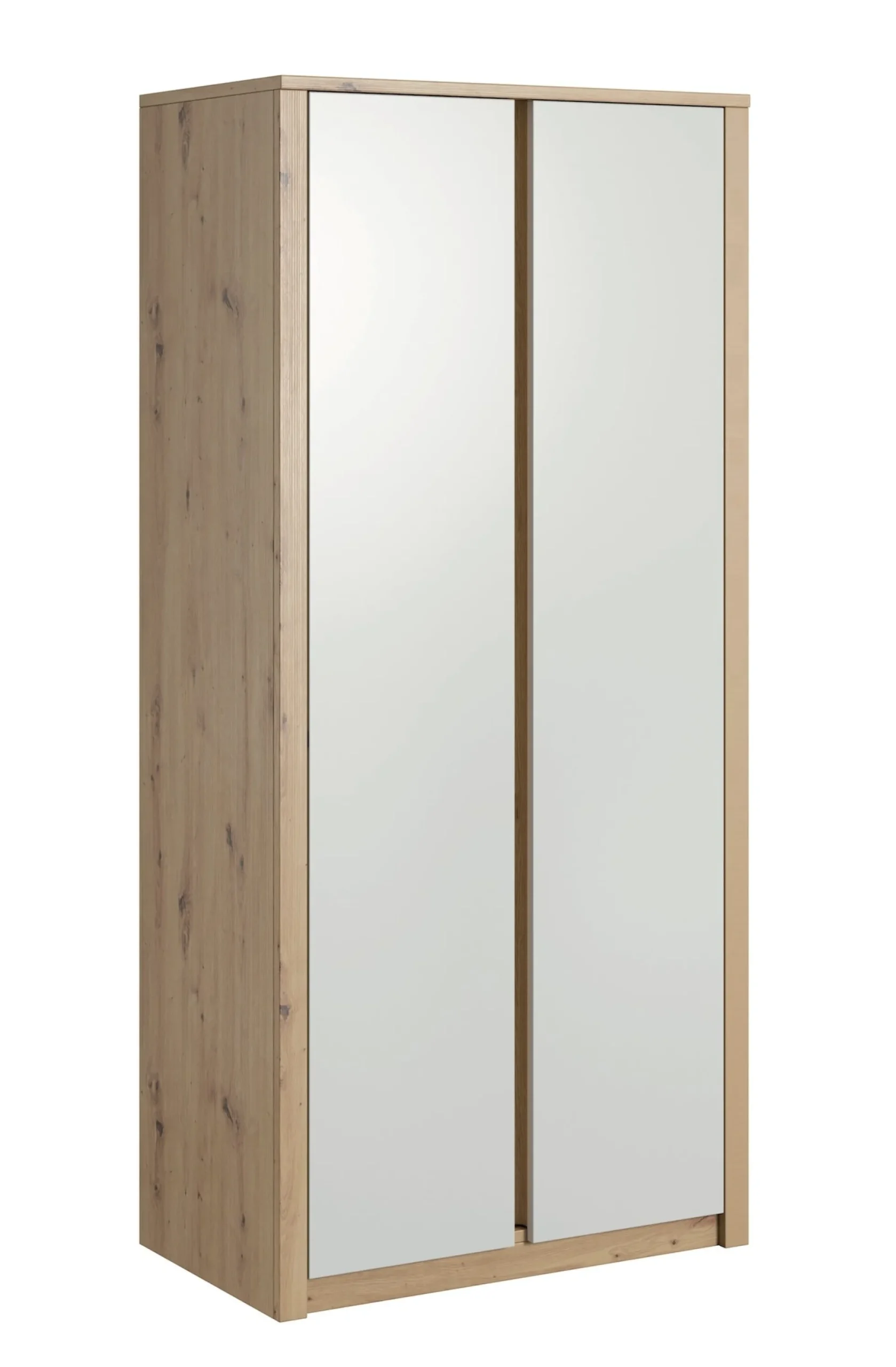 Melody - Kledingkast 2-deurs - Wit/eiken - 90x53x197 cm
