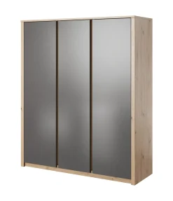 Melody - Kledingkast 3-deurs - Grijs/eiken - 166x53x197 cm