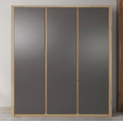 Melody - Kledingkast 3-deurs - Grijs/eiken - 166x53x197 cm