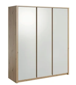 Melody - Kledingkast 3-deurs - Wit/eiken - 166x53x197 cm