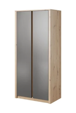 Melody - Kledingkast 2-deurs - Grijs/eiken - 90x53x197 cm