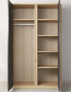 Melody - Kledingkast 2-deurs - Grijs/eiken - 90x53x197 cm