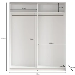 Mendoza - Kledingkast met schuifdeuren - Antraciet - 170x59x205 cm
