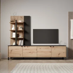 Merlo - Wandmeubel - Eikenpatroon - 208x40x167 cm