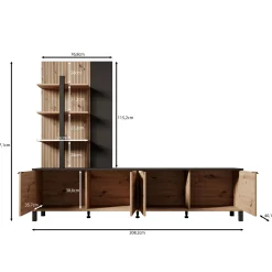 Merlo - Wandmeubel - Eikenpatroon - 208x40x167 cm