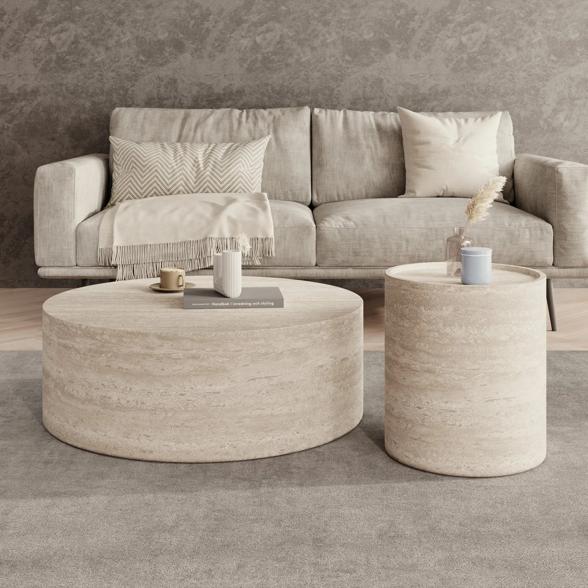 Mesa - Salontafel set van 2 - Travertin - 90x32 cm