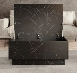 Micha - Salontafel met opbergruimte - Zwart marmerlook