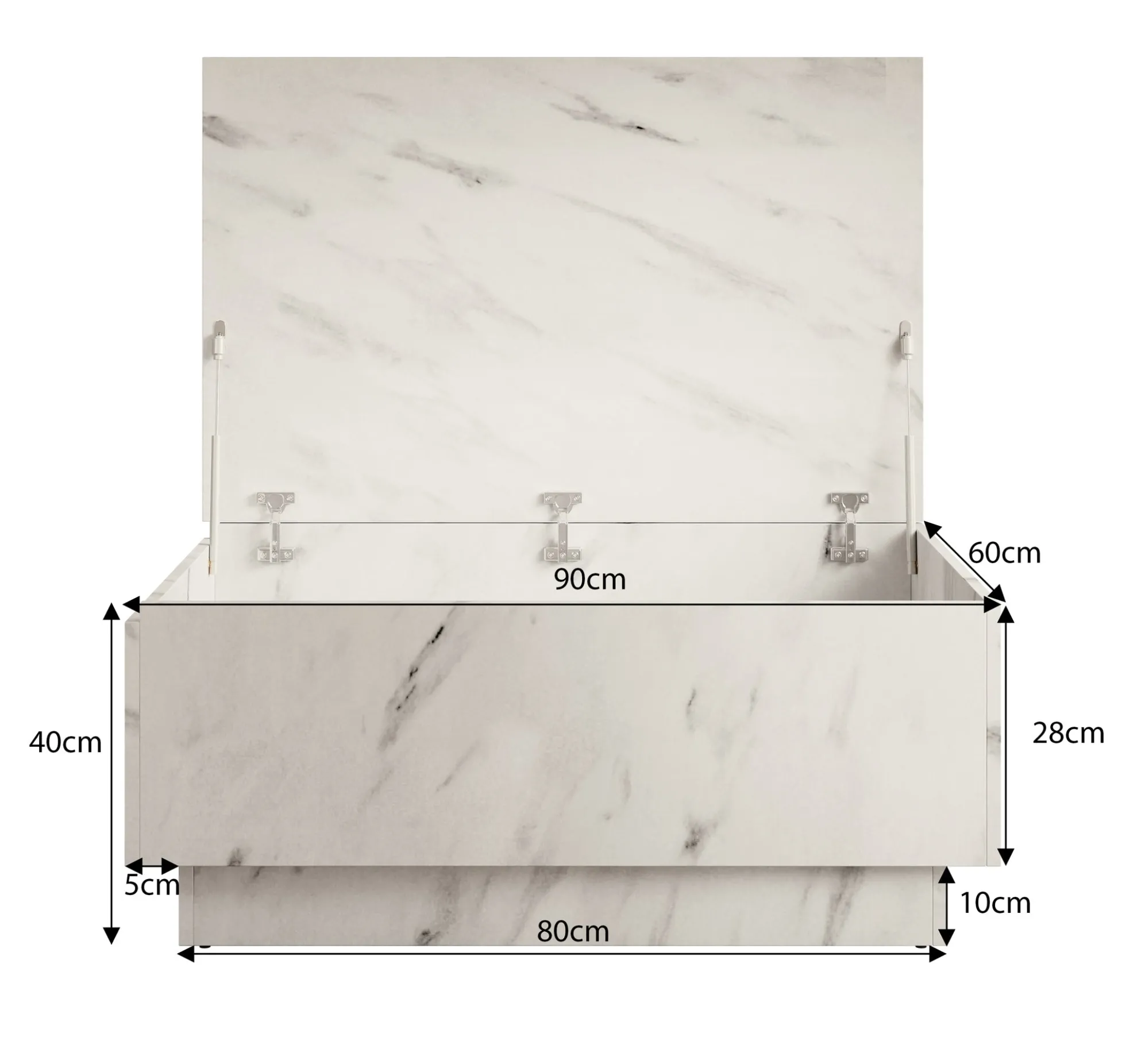 Micha - Salontafel met opbergruimte - Zwart marmerlook