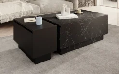 Micha - Salontafel met opbergruimte - Zwart marmerlook