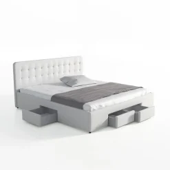 Milo - Tweepersoonsbed met lades - Wit - 180x200 cm