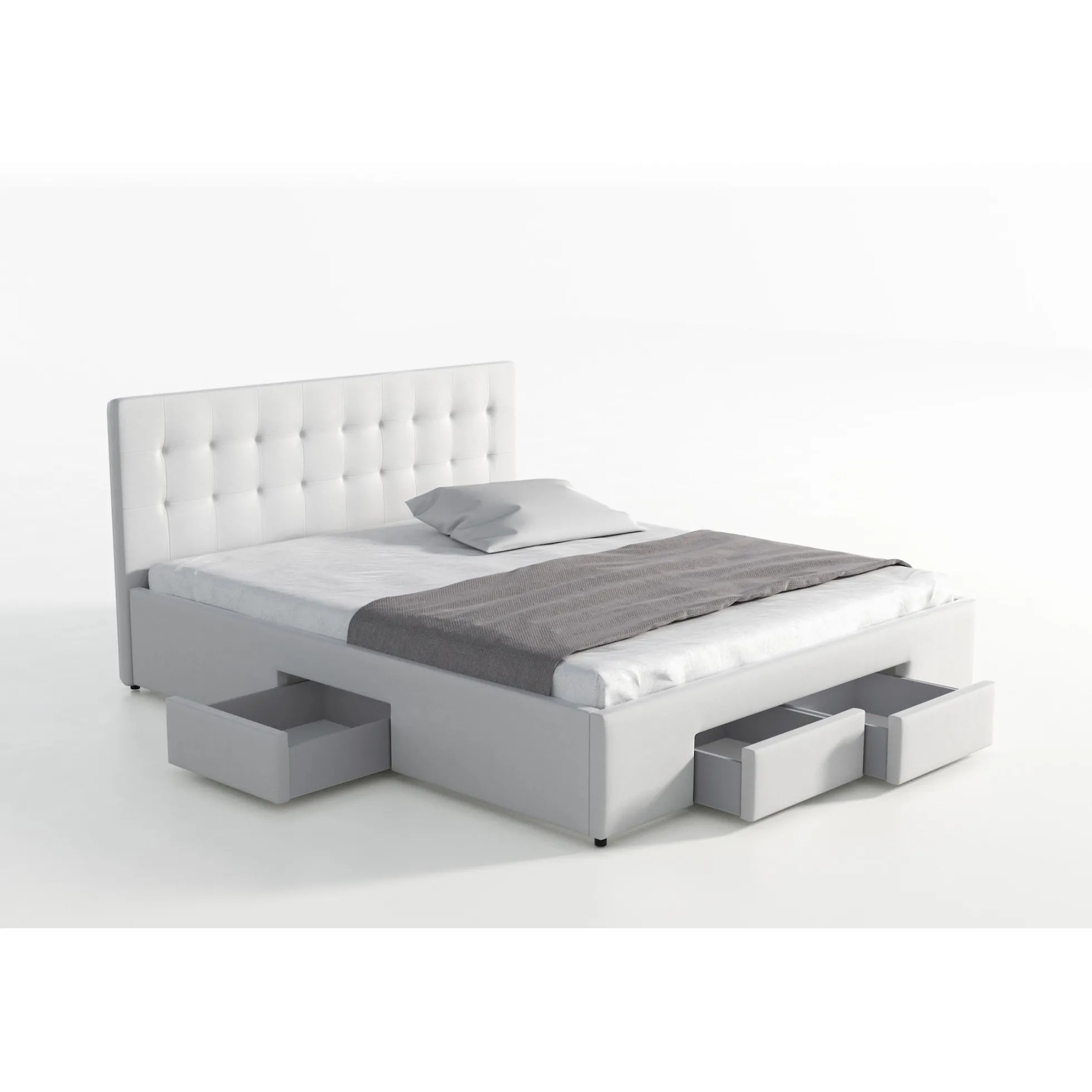Milo - Tweepersoonsbed met lades - Wit - 160x200 cm
