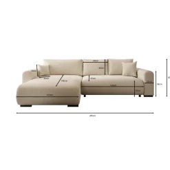Mindin - Hoekbank 3-zits met chaise longue - Teddystof beige - Univers
