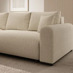 Mindin - Hoekbank 3-zits met chaise longue - Teddystof beige - Univers