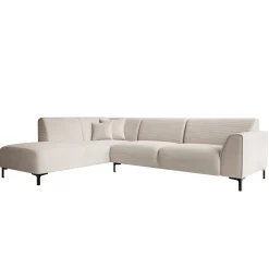 Moana - Hoekbank 4-zits met chaise longue - Ribstof beige - Links
