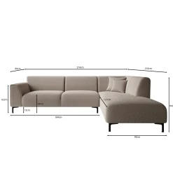 Moana - Hoekbank 4-zits met chaise longue - Teddystof beige - Rechts