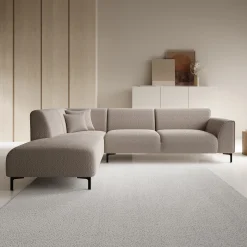 Moana - Hoekbank 4-zits met chaise longue - Teddystof beige - Links