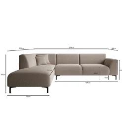 Moana - Hoekbank 4-zits met chaise longue - Teddystof beige - Links