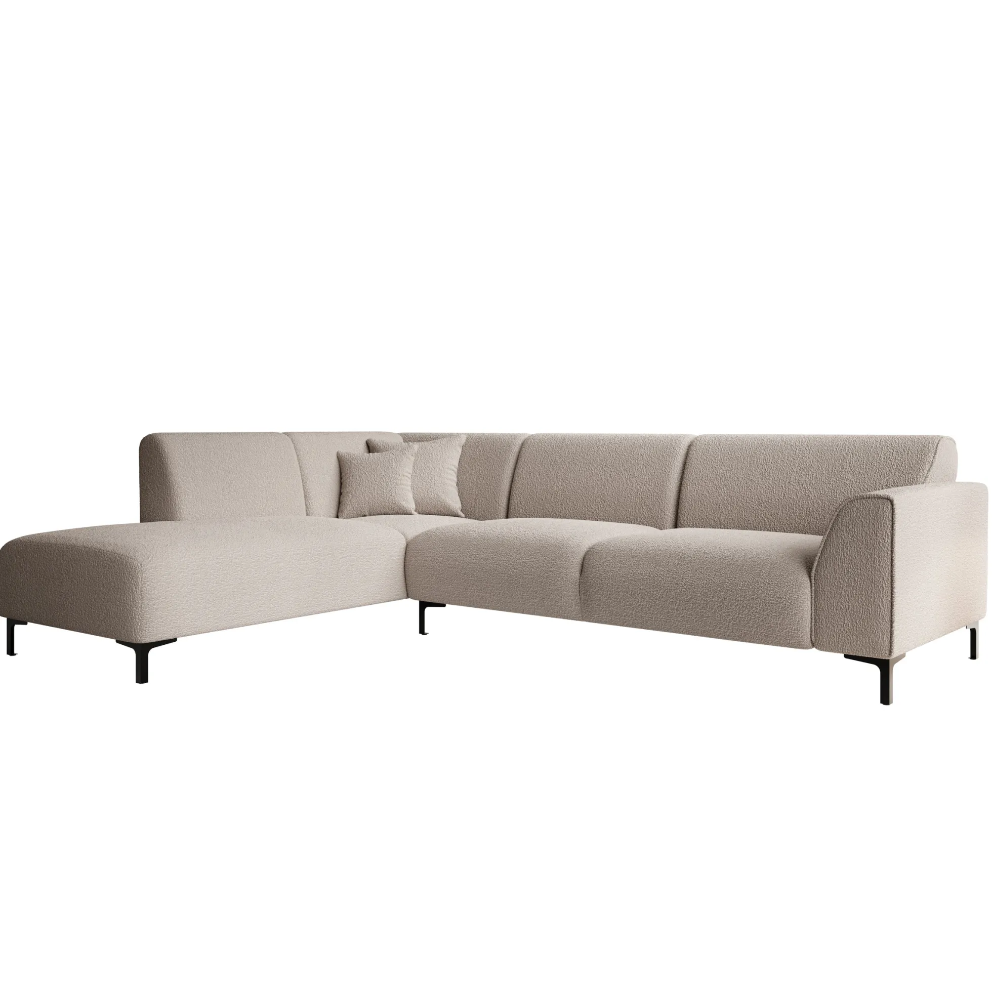 Moana - Hoekbank 4-zits met chaise longue - Teddystof beige - Links