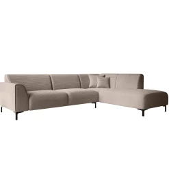 Moana - Hoekbank 4-zits met chaise longue - Ribstof bruin - Rechts