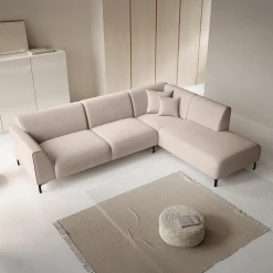 Moana - Hoekbank 4-zits met chaise longue - Stof beige - Rechts