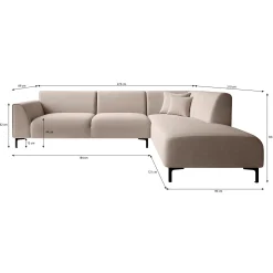 Moana - Hoekbank 4-zits met chaise longue - Stof beige - Rechts