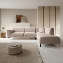 Moana - Hoekbank 4-zits met chaise longue - Stof beige - Rechts