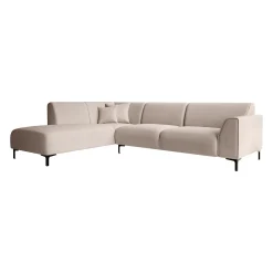 Moana - Hoekbank 4-zits met chaise longue - Stof beige - Links